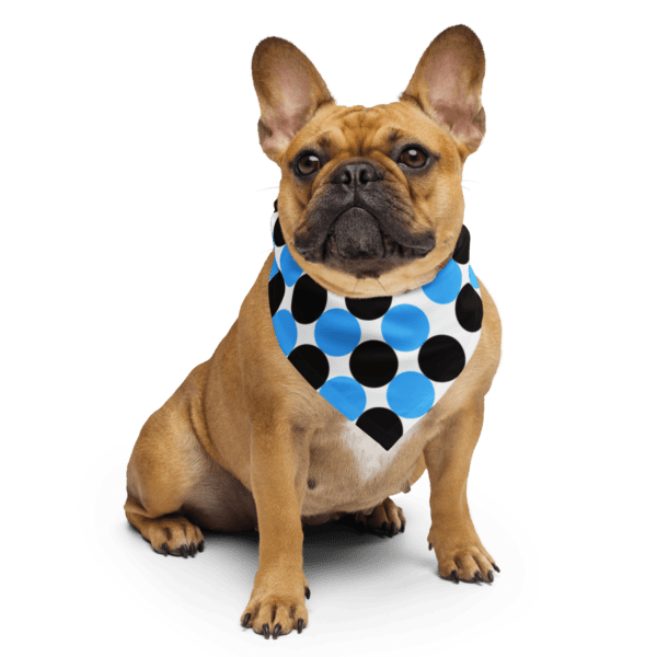 Square Polyester Bandana Single Sided Blue and Black Spotted Print - Image 5