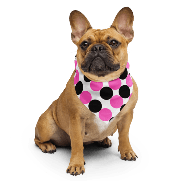 Square Polyester Bandana Single Sided Pink and Black Spotted Print - Image 3