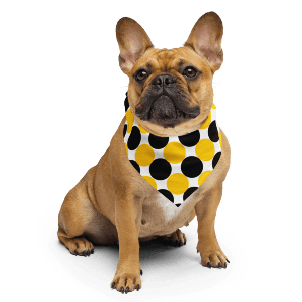 Square Polyester Bandana Single Sided Yellow and Black Spotted Print - Image 5