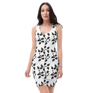 womens-black-leaf-bodycon-dress