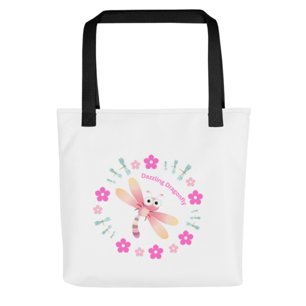 Dazzling Pink Dragonfly Polyester Tote Bag