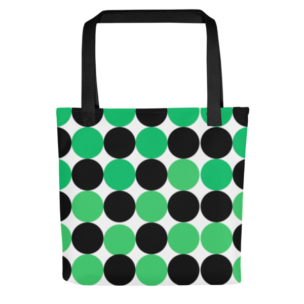 Green and Black Spotted Polyester Tote Bag