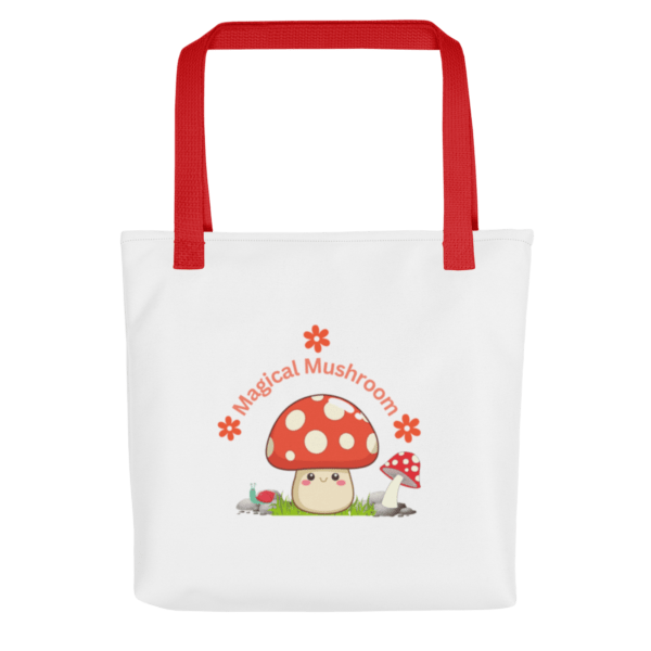 Magical Red and White Spotted Mushroom Polyester Tote Bag