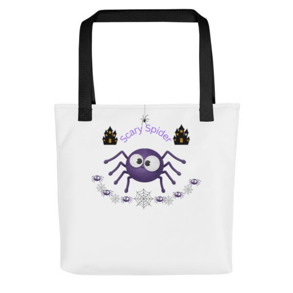 Scary Spider Polyester Tote Bag