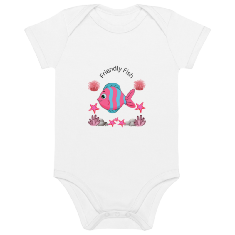 Organic Cotton Friendly Fish Baby Bodysuit