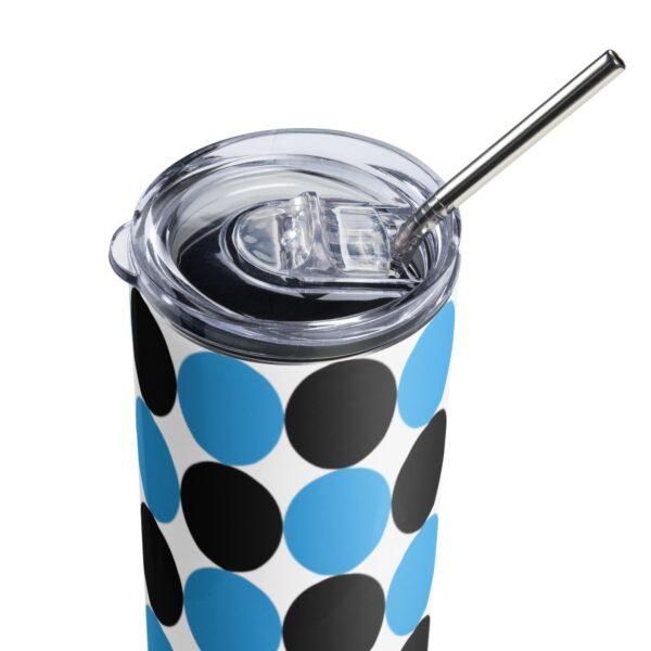 Blue and Black Spotted Stainless Steel Drinks Tumbler 20oz - Image 3