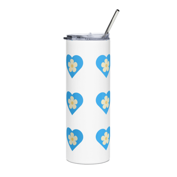 Flower Blue Heart Stainless Steel Drinks Tumbler 20oz