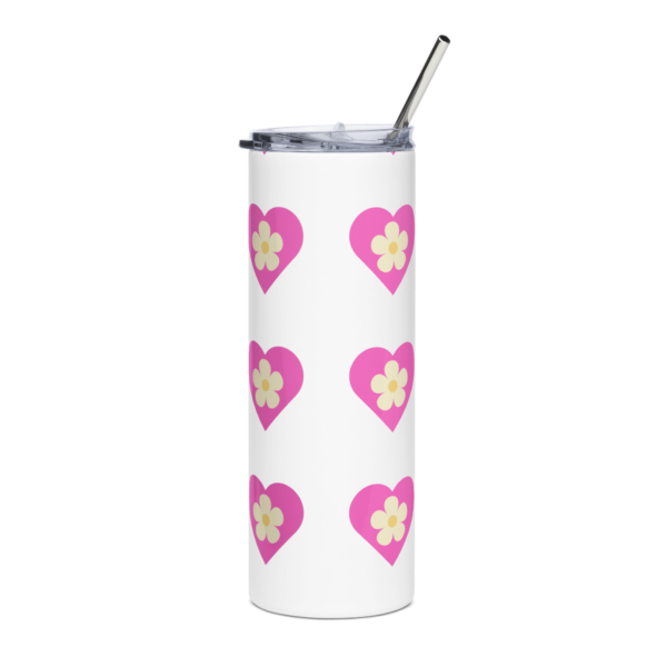 Flower Pink Heart Stainless Steel Drinks Tumbler 20oz