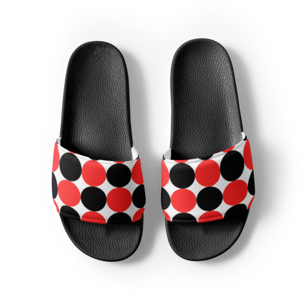 red-and-black-spotted-womens-slides