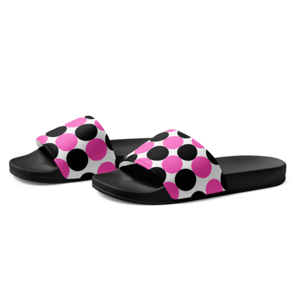 Women's Pink and Black Spotted Slides - Image 3