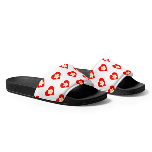 Women's Flower Red Hearts Slides - Image 2