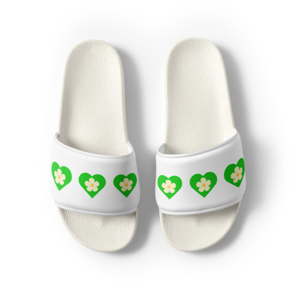 Women's Flower Green Heart Slides