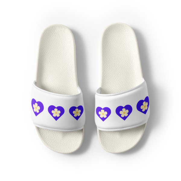 Women's Flower Purple Heart Slides