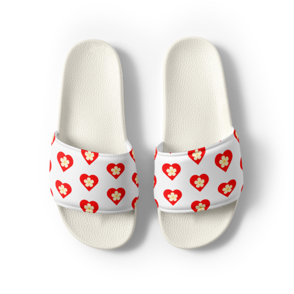 Women's Flower Red Hearts Slides