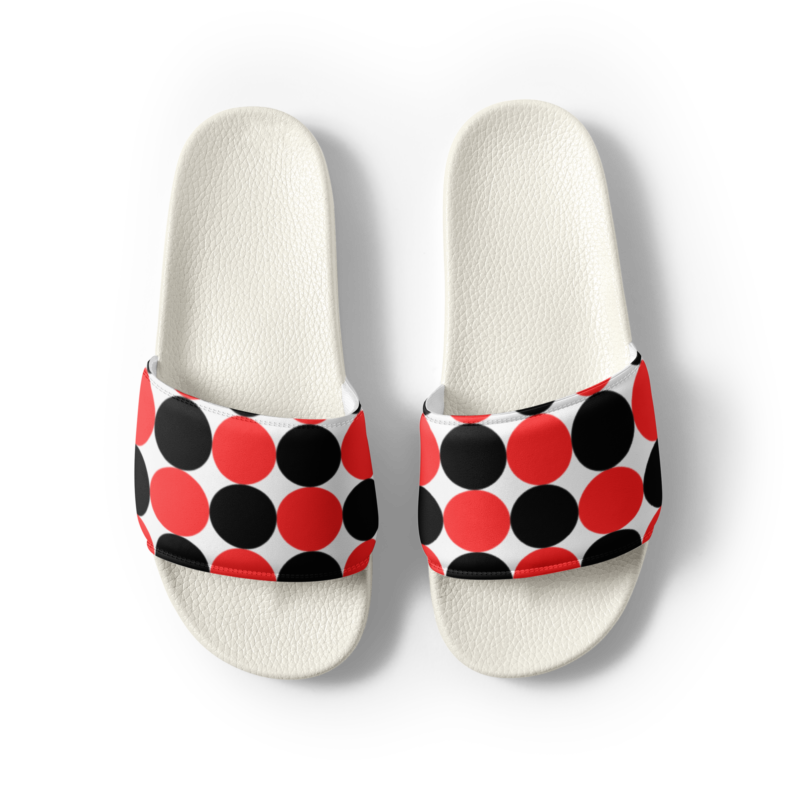 red-and-black-spotted-womens-slides