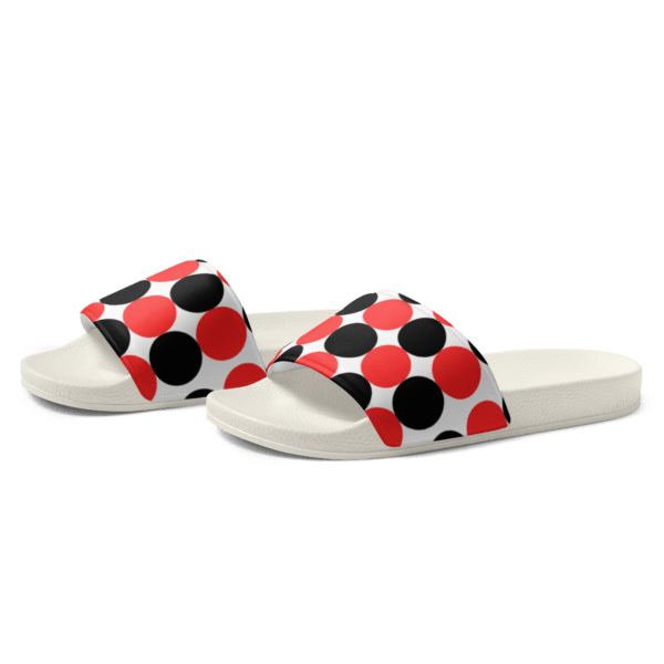 red-and-black-spotted-womens-slides