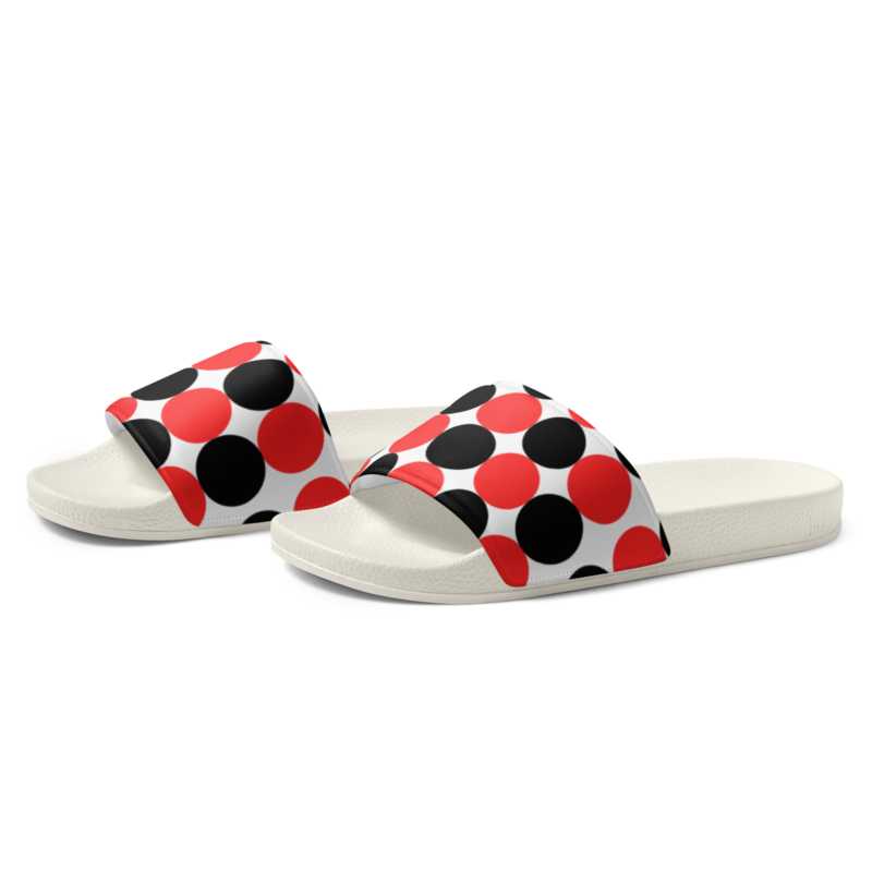 red-and-black-spotted-womens-slides