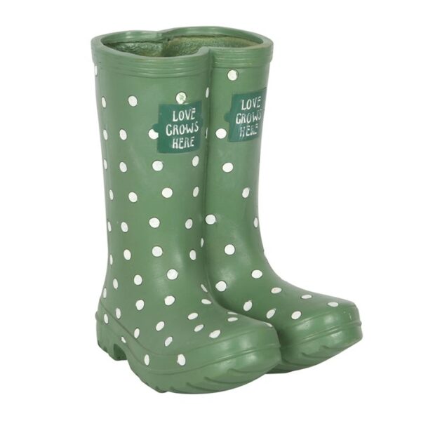 Polka Dot Light Green Wellington Boot Planter