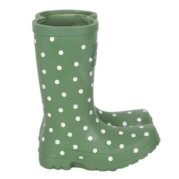 Polka Dot Light Green Wellington Boot Planter - Image 2