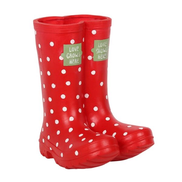 Polka Dot Red Wellington Boot Planter