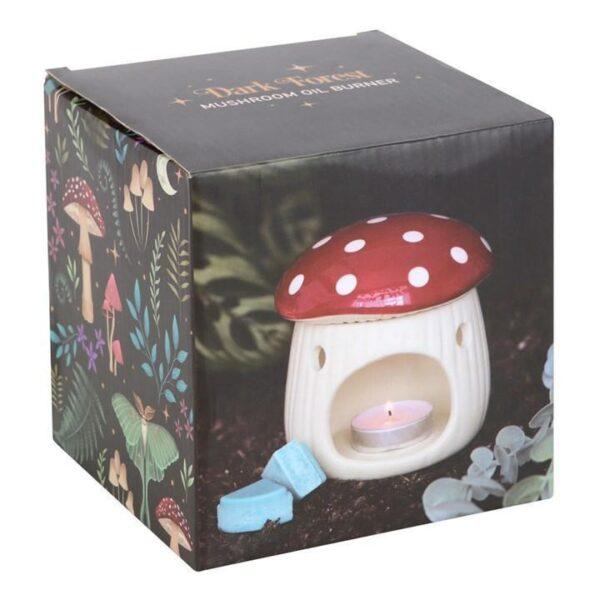 Mystical Red and White Spotted Ceramic Mushroom Oil Burner - Image 5