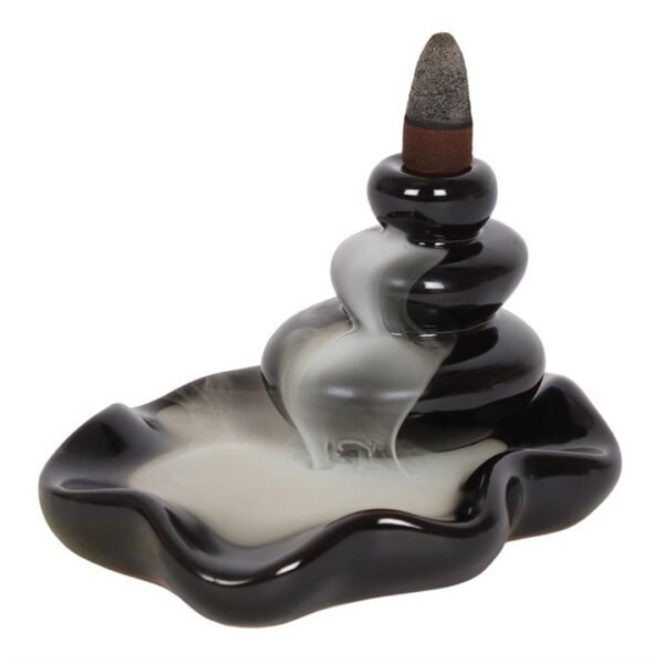 Black Large Pebbles Backflow Incense Burner