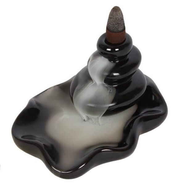 Black Large Pebbles Backflow Incense Burner - Image 2