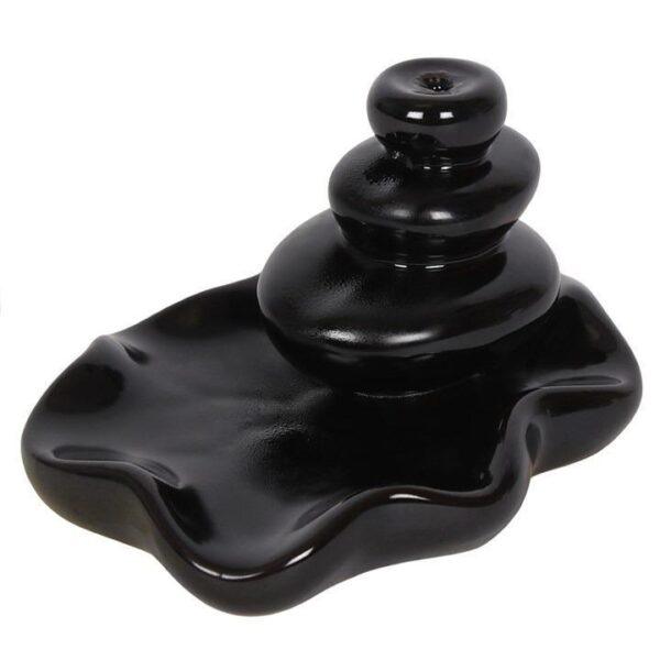 Black Large Pebbles Backflow Incense Burner - Image 3