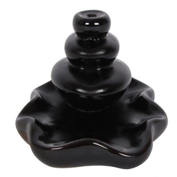 Black Large Pebbles Backflow Incense Burner - Image 4