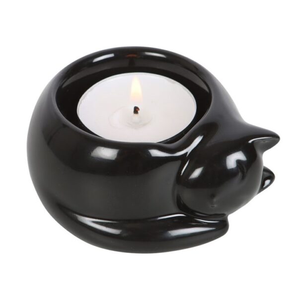 Ceramic Black Cat Tealight Candle Holder