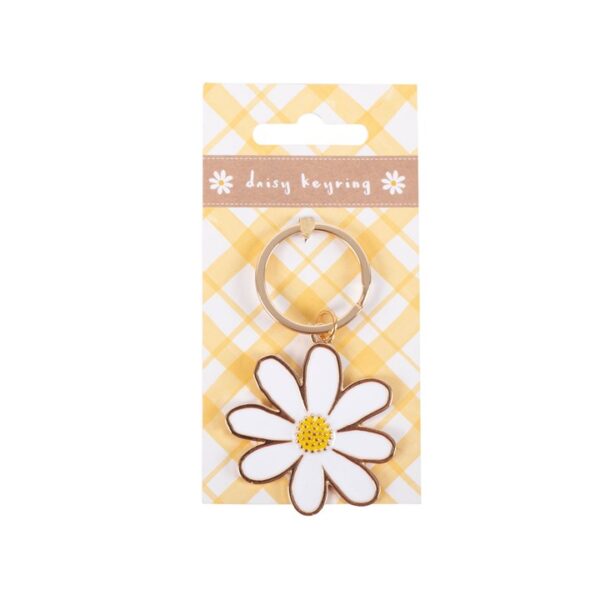 Enamel White Daisy Keyring