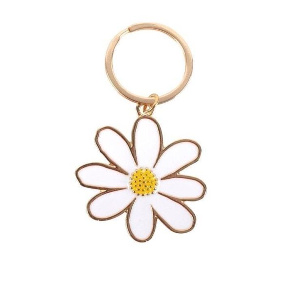 Enamel White Daisy Keyring - Image 2