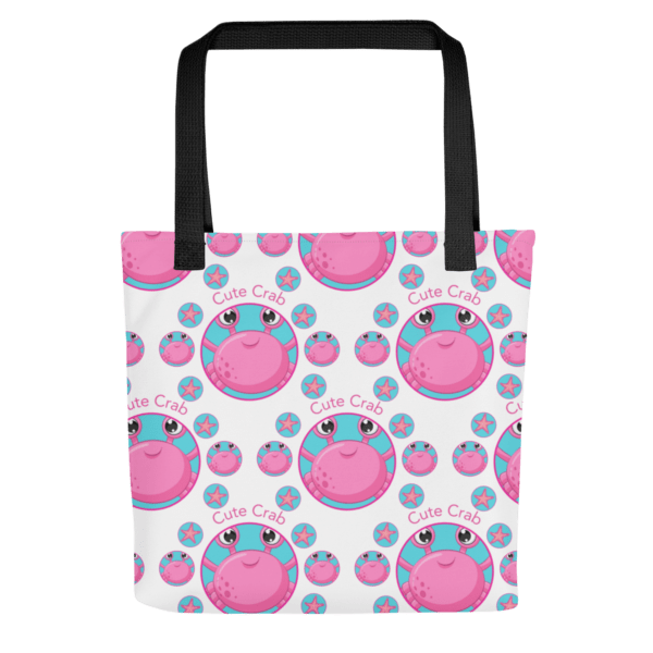 Cute Pink Crab Polyester Tote Bag