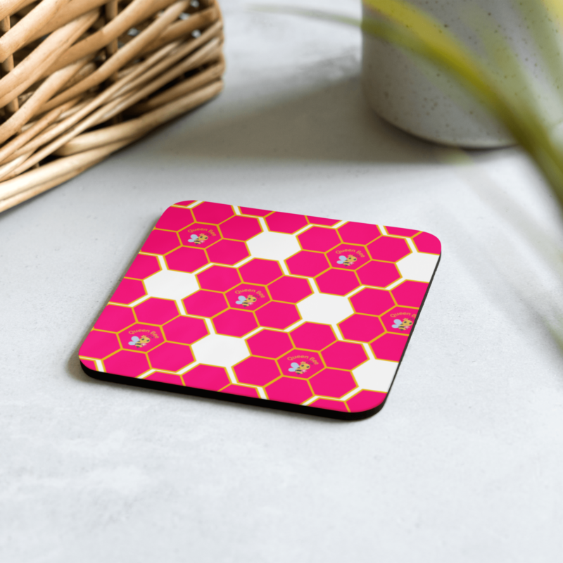 queen-bee-pink-honeycomb-drinks-coaster