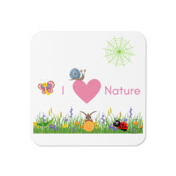 1 x Square I Love Nature Cork-Back Drinks Coaster