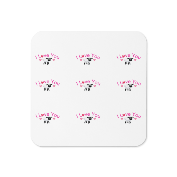 1 x Square I Love You Cork-Back Drinks Coaster