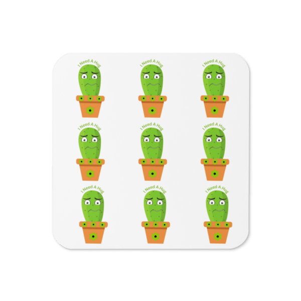 1 x Square I Need A Hug Cactus Cork-back Drinks Coaster