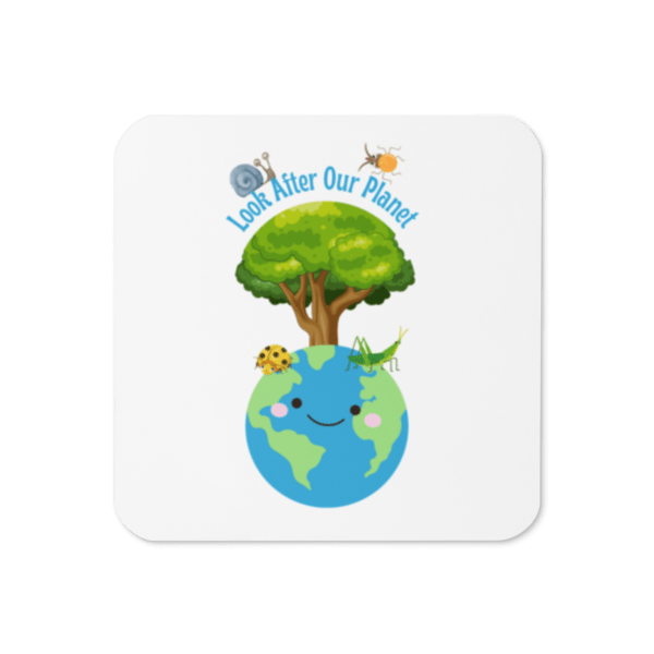 1 x Square Look After Our Planet Cork-Back Drinks Coaster