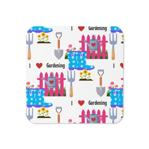 1 x Square I Love Gardening Cork-Back Drinks Coaster