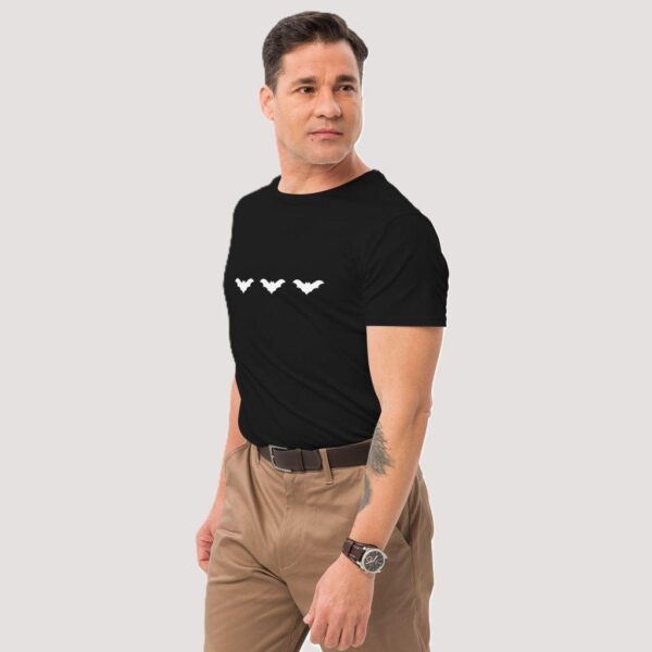 Men's Premium Cotton Regular Fit White Bat Design T-Shirt - Image 2