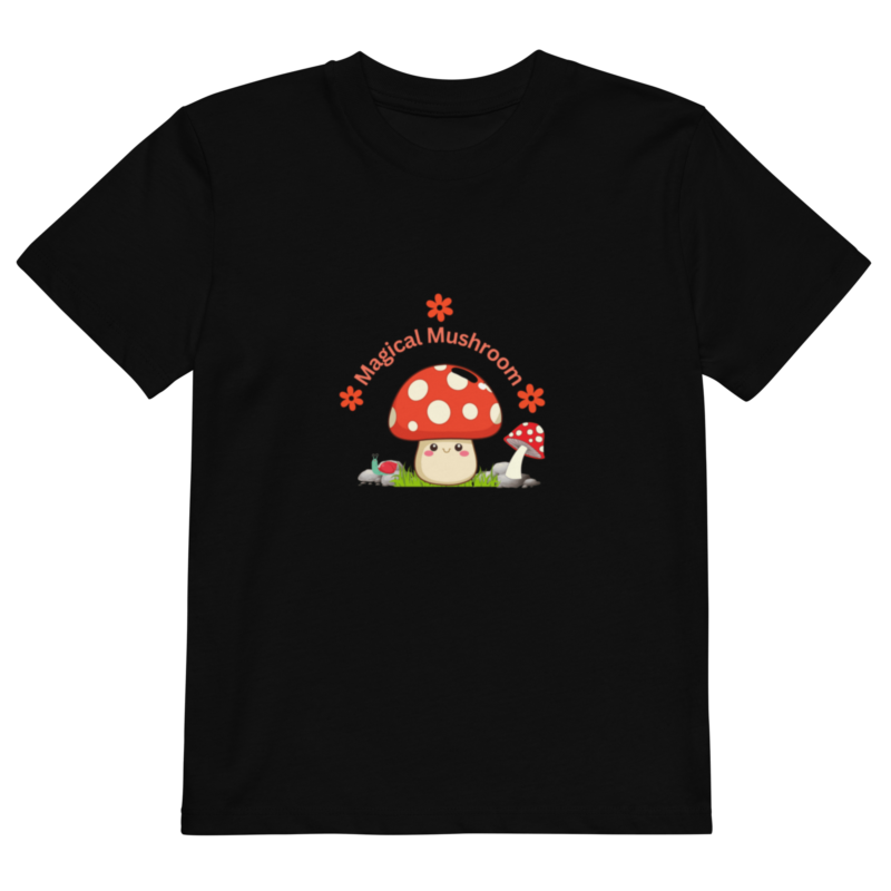 magical-red-white-spotted-mushroom-organic-cotton-childrens-t-shirt