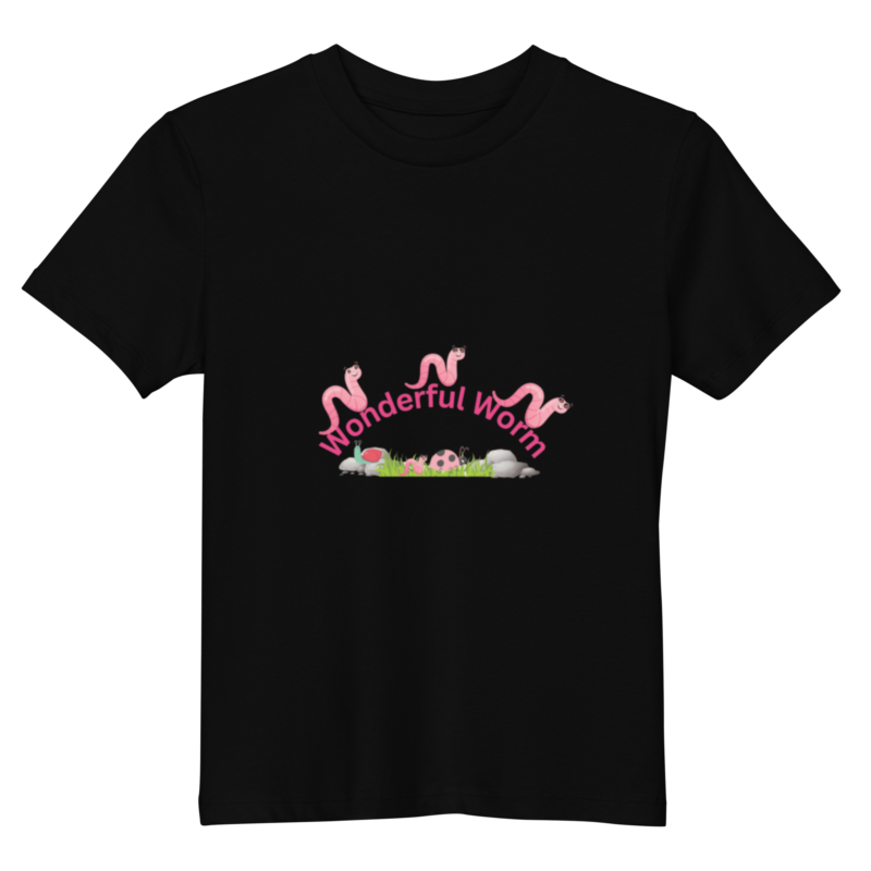 wonderful-pink-worm-organic-cotton-childrens-t-shirt