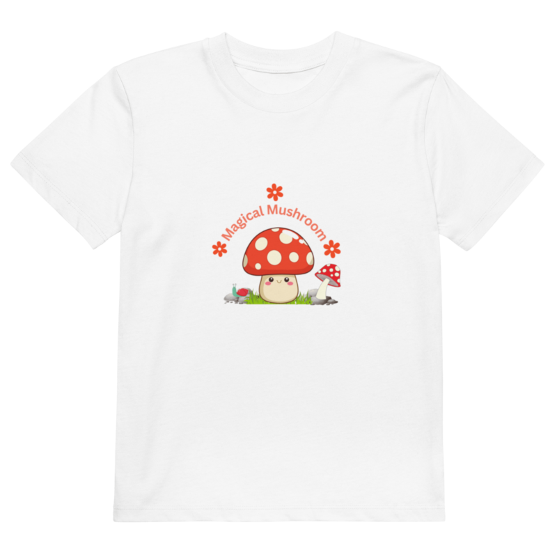 magical-red-white-spotted-mushroom-organic-cotton-childrens-t-shirt