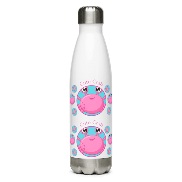 Cute Pink Crab Stainless Steel Water Bottle 17oz