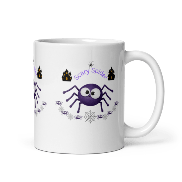 White Glossy Large Scary Spider Ceramic Mug 11oz