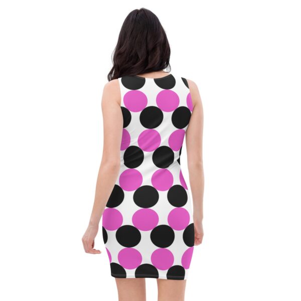 Women's Pink and Black Spotted Bodycon Dress - Image 2