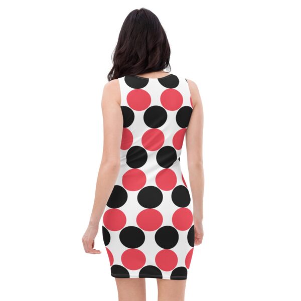 Women's Red and Black Spotted Bodycon Dress - Image 2