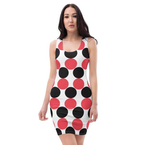 womens-red-and-black-spotted-bodycon-dress