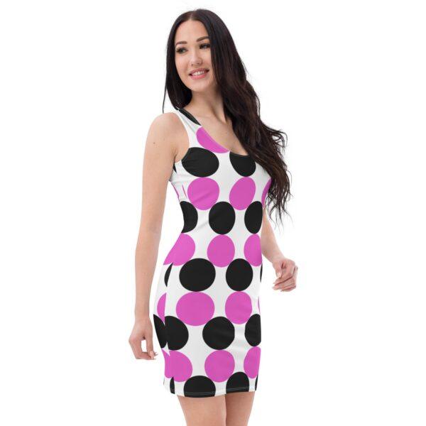 Women's Pink and Black Spotted Bodycon Dress - Image 4