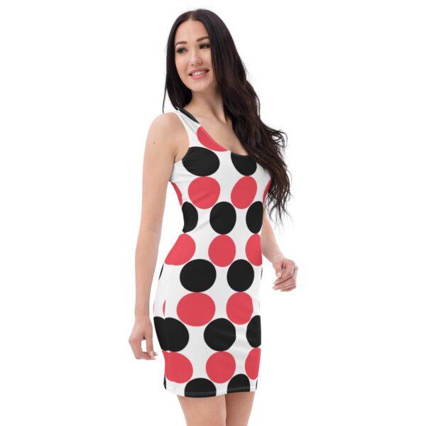 Women's Red and Black Spotted Bodycon Dress - Image 4